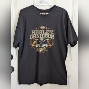 Harley-Davidson Black Short Sleeve Tee Metallic Skull